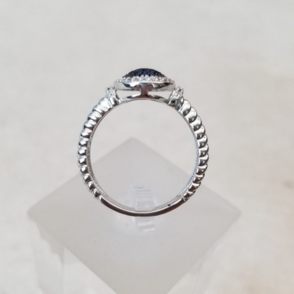 Sterling Blue Spinel Pave Ring - Picture 4 of 8